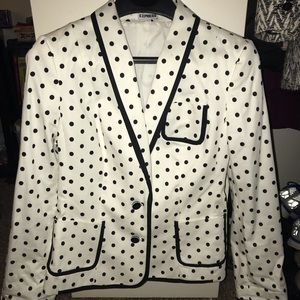 Express White and black polka dot blazer